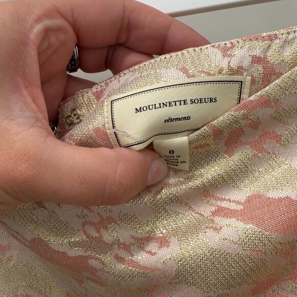 Moulinette Soeurs Sugarplum Brocade Skirt 0 Pink Gold Metallic Whimsical - Picture 3 of 4